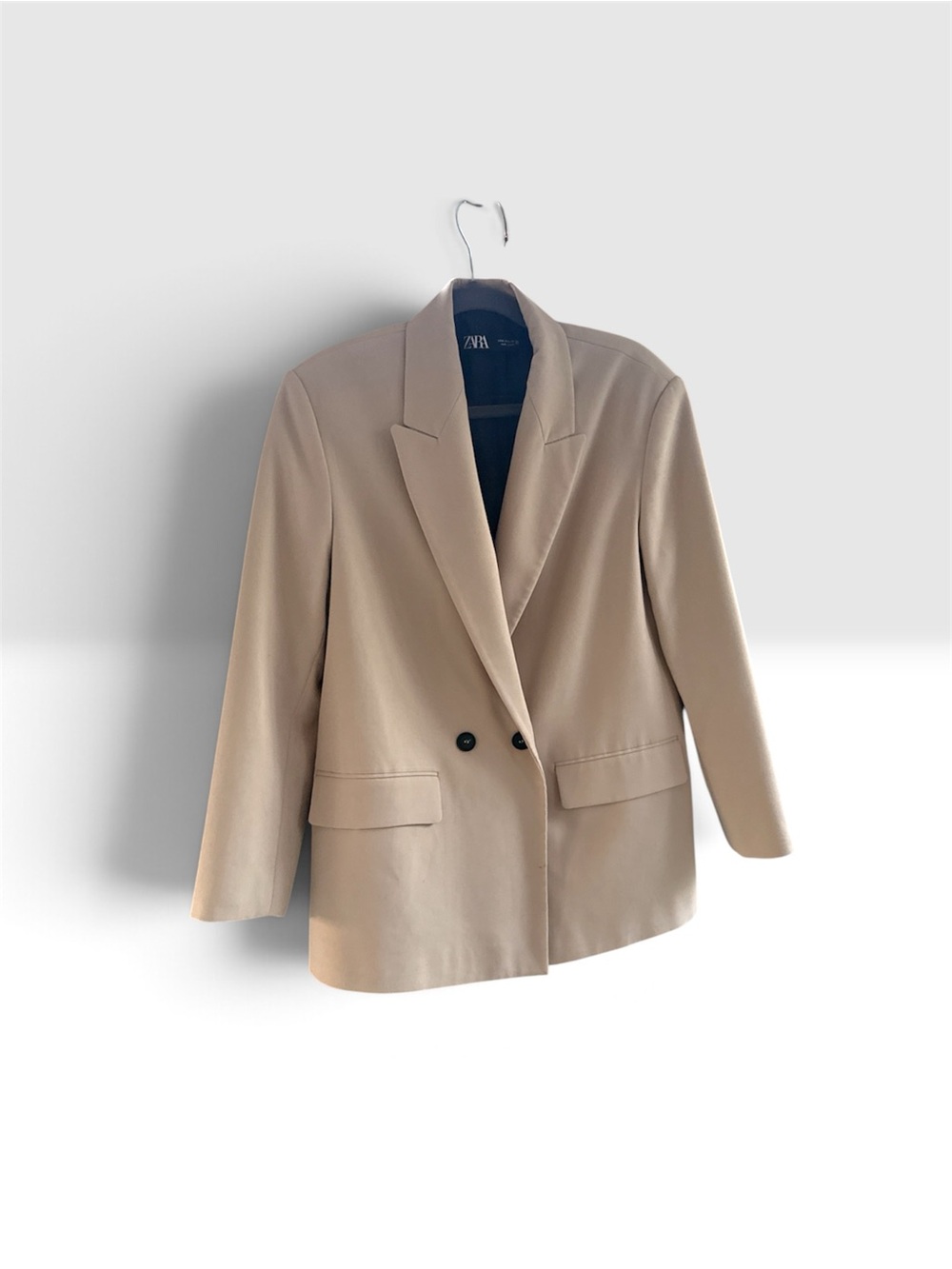 Zara Tan Double-Breasted Blazer